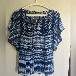 a.n.a Navy and White Textured Top